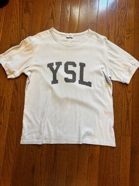 Men’s Cream YSL Logo Short Sleeve Top